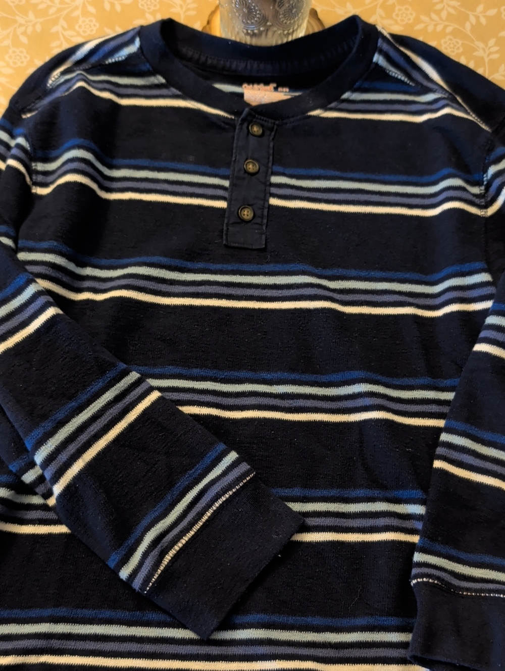 Cat & Jack Navy Blue Striped Henley Sweater
